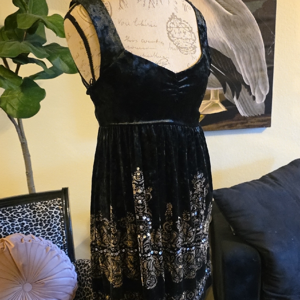 Free People Black Velvet Midi Dress